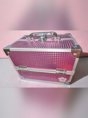 Pink Caboodles Train Case Makeup Organizer Travel Cosmetic Box Y2K Vintage Inspo